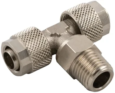 Racor Roscado en T Orientable Macho Central Conico