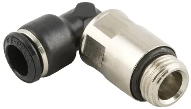 Racor Roscado en L Largo Orientable Macho Cilindrico con O-Ring