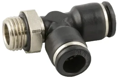 Racor Roscado en T Orientable Macho Lateral Cilíndrico con O-Ring