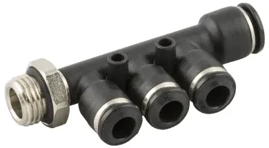 Racor Roscado Distribuidor Múltiple Orientable Macho Cilíndrico con O-Ring