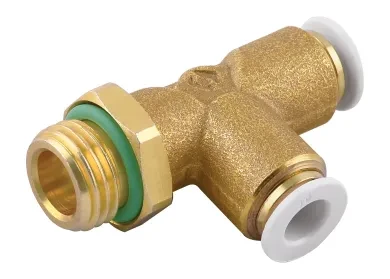 Racor Roscado en T Orientable Macho Lateral Cilíndrico con O-Ring