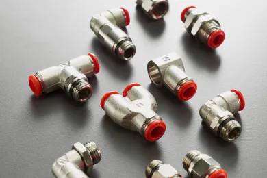 Racor Automático Metálico con anillo acetílico rojo